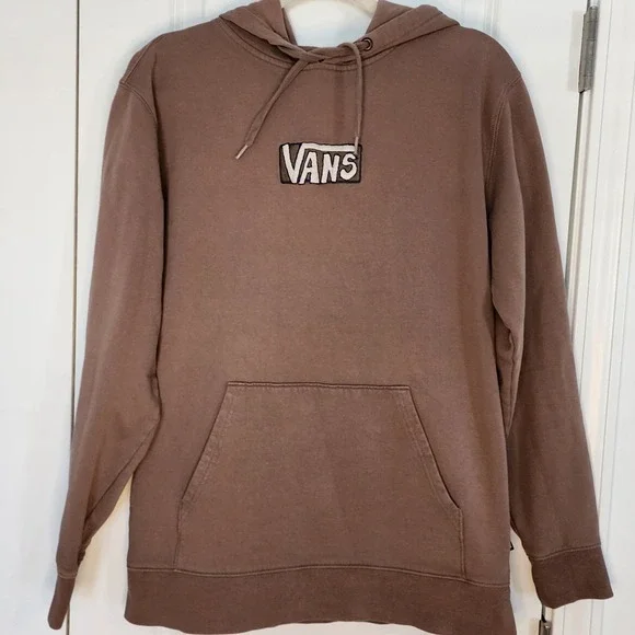 Vans Pullover Hoodie Embroidered Logo Boxy Fit Casual Comfy Brown Small - Picture 1 of 9
